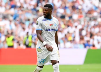 Chancel Mbemba avec l'OM en 2023 à l'Orange Vélodrome