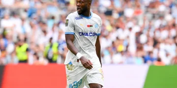 Chancel Mbemba avec l'OM en 2023 à l'Orange Vélodrome