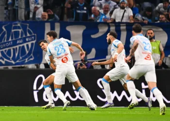 Aguerd après son but avec l'OM contre le PSG
