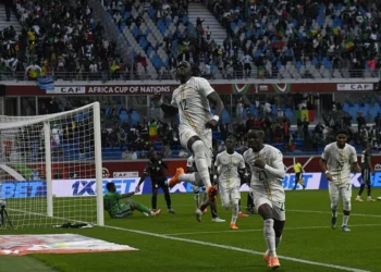 Pape Cherif Ndiaye et Ibrahim Mbaye (au loin) avec le Sénégal à la CAN 2025